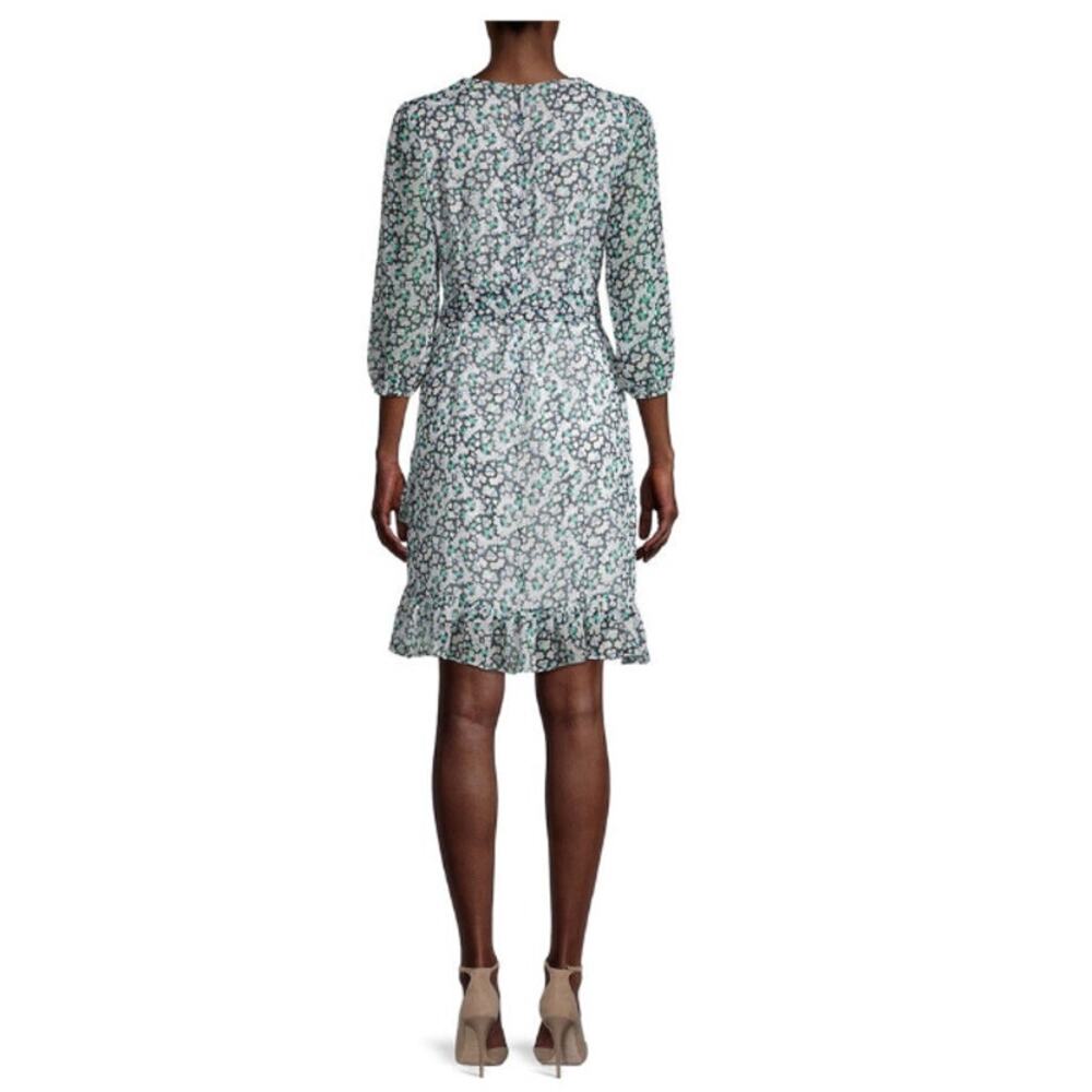 KARL LAGERFELD NWT Floral Long Sleeve V Neck Ruffle Hem Dress // 2 - Picture 2 of 12